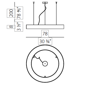 Silver ring 80 cm hanglamp Panzeri