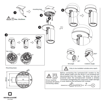 Ceno 1.0 led semi recessed inbouwspot Wever &amp; Ducre 