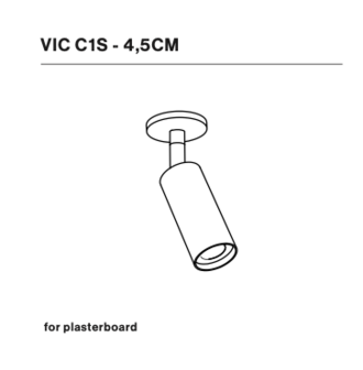 Nosta Vic&nbsp;C1S 4,5&nbsp;cm semi recessed inbouwspot versie voor gips