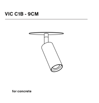 Nosta Vic&nbsp;C1B 9&nbsp;cm semi recessed inbouwspot versie voor beton