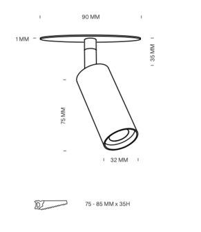 Nosta Vic&nbsp;C1B 9&nbsp;cm semi recessed inbouwspot versie voor beton