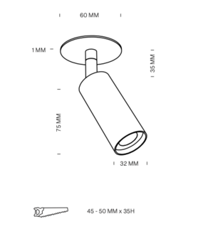 Nosta Vic&nbsp;C1B&nbsp;6&nbsp;cm semi recessed inbouwspot versie voor beton