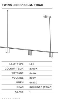 Twins Lines 180-M hanglamp TossB 