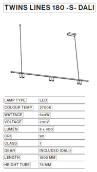 Twins Lines 180-S hanglamp TossB 