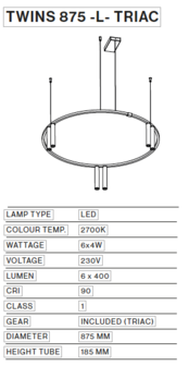 Twins 875-L hanglamp TossB 