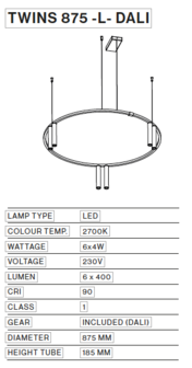 Twins 875-L hanglamp TossB 