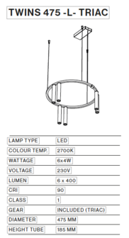 Twins 475-L hanglamp TossB 