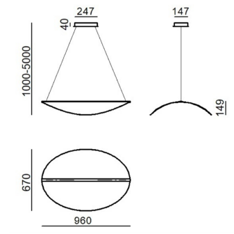 Diphy L 96 cm hanglamp Stilnovo