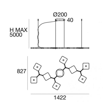 Quad bi emission 9 moduli hanglamp Stilnovo