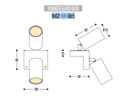 Torner duo GU10 wand/plafondlamp Dark