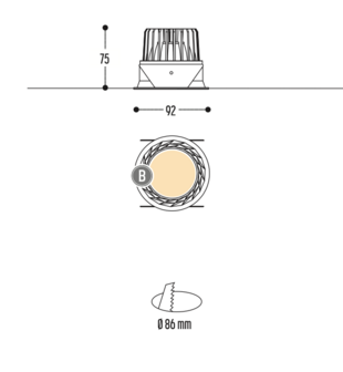 Atsji IP44 inbouwspot Dark