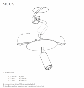 Nosta Vic&nbsp;C1S&nbsp;9&nbsp;cm semi recessed inbouwspot versie voor gips