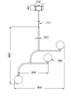 Mobil 70 pendant 3 Lights brass hanglamp Pholc