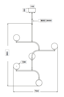 Mobil 100 pendant 5 Lights black hanglamp Pholc