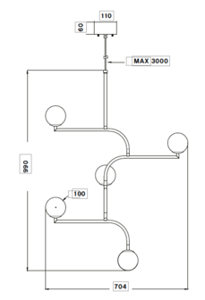 Mobil 100 pendant 5 Lights brass hanglamp Pholc