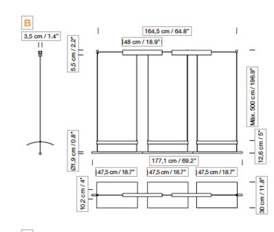 Sistema L&aacute;mina 45 3 modules hanglamp Santa &amp; Cole 