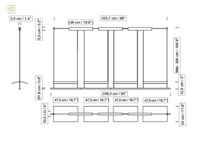 Sistema L&aacute;mina 45 4 modules hanglamp Santa &amp; Cole 