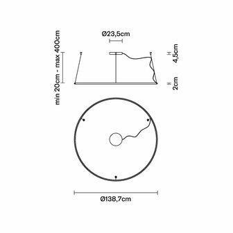 Olympic F45 &Oslash; 138,7 cm hanglamp Fabbian 