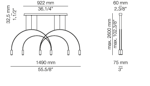 Volta L92S.2T hanglamp Estiluz 