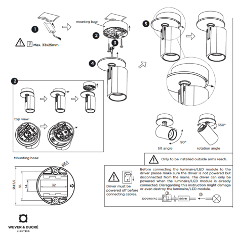 Ceno 1.0 led semi recessed inbouwspot Wever & Ducre 