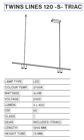 Twins Lines 120-S hanglamp TossB 