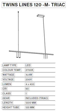 Twins Lines 120-M hanglamp TossB 