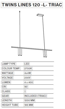 Twins Lines 120-L hanglamp TossB 