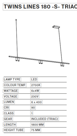 Twins Lines 180-S hanglamp TossB 