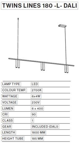 Twins Lines 180-L hanglamp TossB 