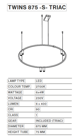 Twins 875-S hanglamp TossB 