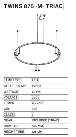 Twins 875-M hanglamp TossB 