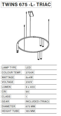 Twins 675-L hanglamp TossB 