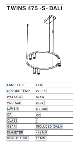 Twins 475-S hanglamp TossB 