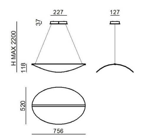 Diphy L 76 cm hanglamp Stilnovo