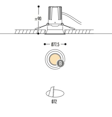 Atsjoem IP44 inbouwspot Dark