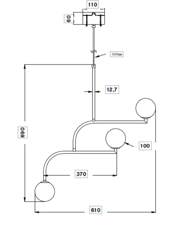 Mobil 70 pendant 3 Lights brass hanglamp Pholc