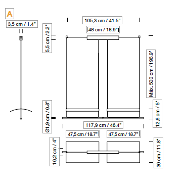 Sistema Lámina 45 2 modules hanglamp Santa & Cole 